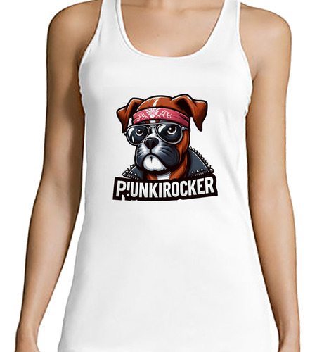 Musculosa Mujer Perro Boxer Punk Rocker Malo Bad Dog M1