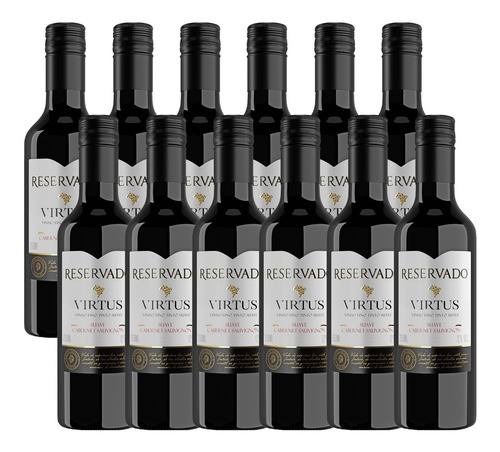 Kit 12 Mini Vinho Virtus Cabernet Suave Monte Paschoal 250ml