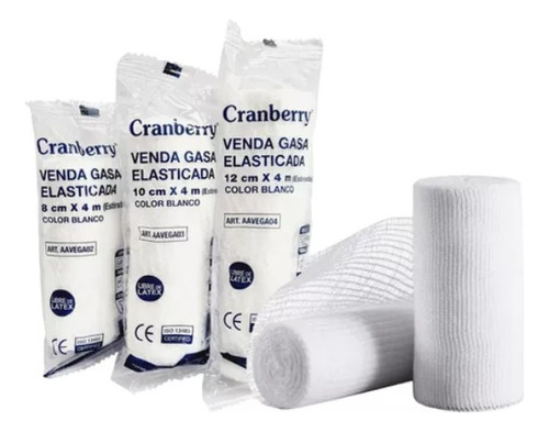 Venda De Gasa Elástica Fijación Cranberry 10cmx4m 20unid.