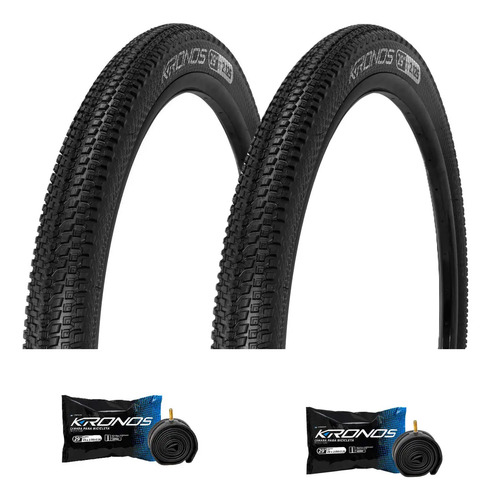 Par Llanta 29 X 2.125 Hibrida Ruta/mtb + Camaras Color Negro Marca Kronos