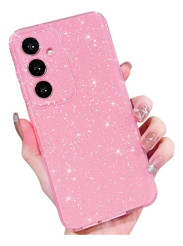 Funda Con Glitter Para Samsung Galaxy S24 Plus Rosa