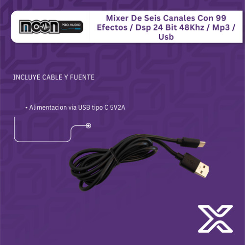 Consola Mixer Moon Mx6pro 6 Canales-usb 99 Efec. Bluetooth