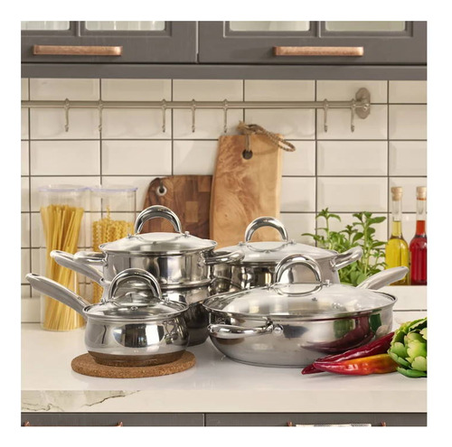 Batería De Cocina 12pz Acero Inoxidable Inducción Gibson