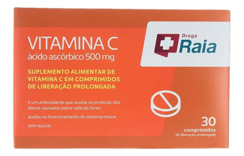 Vitamina C Droga Raia 500mg Com 30 Comprimidos Sabor Neutro