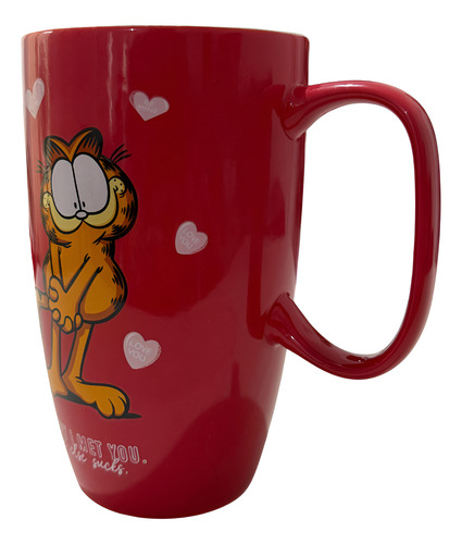 Taza Jumbo Cerámica Garfield San Valentín 600 Ml Color Rojo