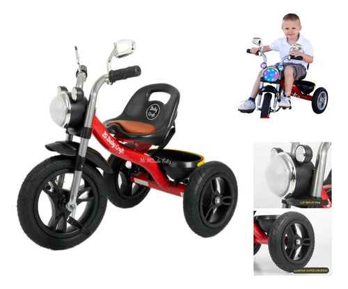 Triciclo Moto Para Niños Con Luz Frontal Llantas Grandes