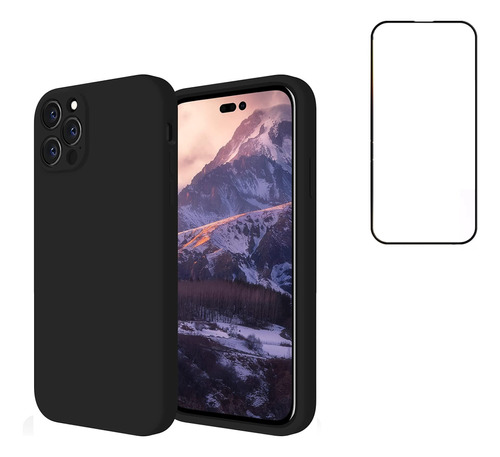 Carcasa Silicona Para iPhone 14 Pro + Protector Pantalla