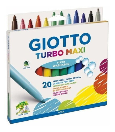 Marcadores Fibras Giotto Turbo Maxi X 20 Colores No Toxico