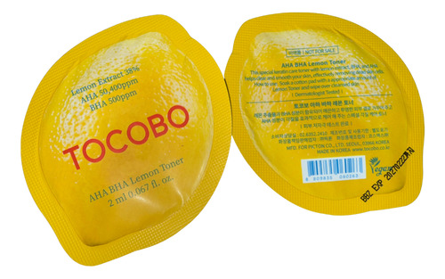 Tocobo Sachet Aha Bha Limon Tónico Iluminador - 5 Unidades Todo Tipo De Piel Noche