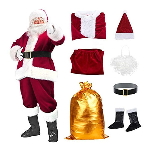 Disfraces Traje De Papá Noel 10 Pc Spara