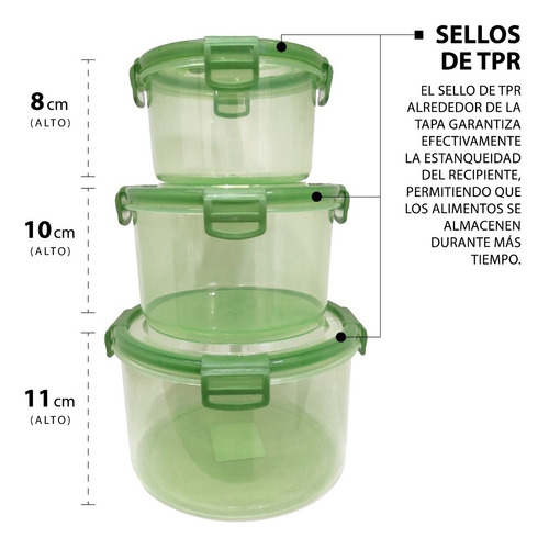 Contenedores Tuppers Herméticos Alta Calidad 3pzs Microondas