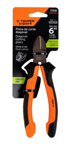 Pinza Corte Diagonal 6 Mango Comfort Grip, Truper Expert