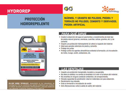 Fila Hydrorep Protector Hidrorepelente Piedras No Pulidas 5l Transparente Natural