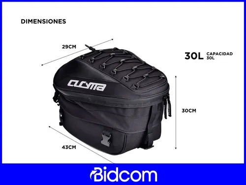 Bolso Trasero Moto Semi Rígido Impermeable Expandible Cucyma Color Negro