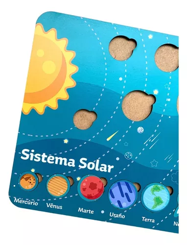 Brinquedo Educativo Tabuleiro Encaixe Sistema Solar Mdf - Mega