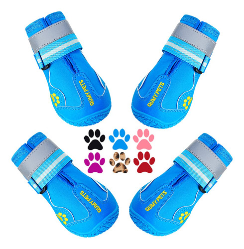 Botas Para Perro Impermeable Reflectantes Talla 4 Azul 4 Pz