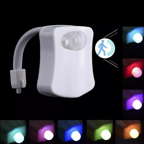 Luz Led 8 Colores Inodoro Con Sensor De Movimiento Full