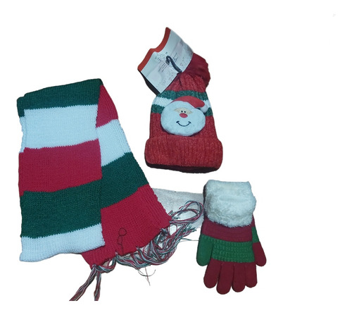 Kit Térmico Navidad Niños Gorro,  Bufanda, Guantes 8-10a 3ar