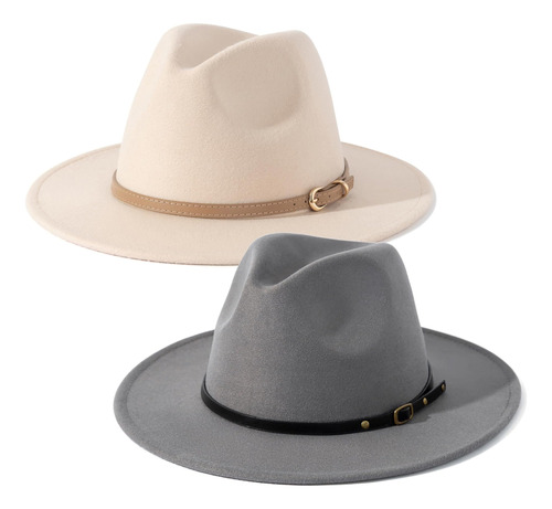 Lisianthus - Juego De 2 Sombreros Fedora Con Hebilla De Cint