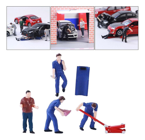Mini Personaje Diorama Figura Auto Reparador Trabajador Azul