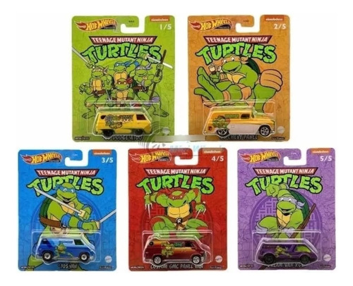 Hot Wheels Premium Tortugas Ninja Serie Completa 5 Vehículos Color Violeta