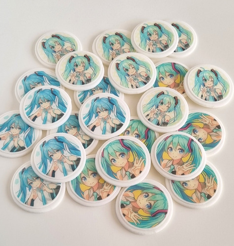 Miku Hatsune Toppers De Azúcar Comestibles Para Cupcakes