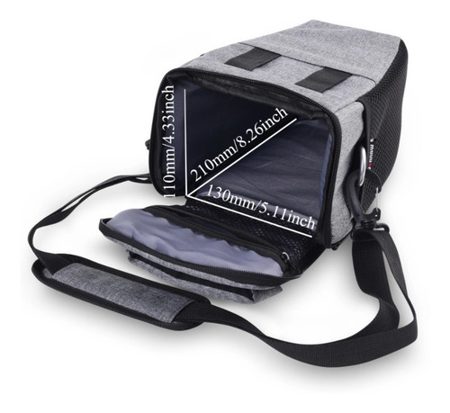 Bolso Para Cámara Fotográfica Lona Gris Resistente