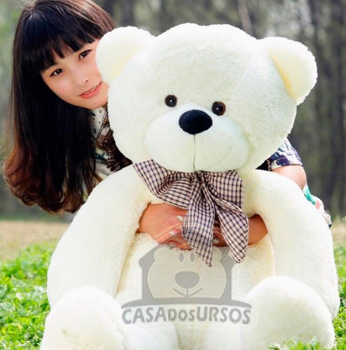 Urso Cheio Branco Polar Creme Grande Gigante 1,4 Metro 140cm