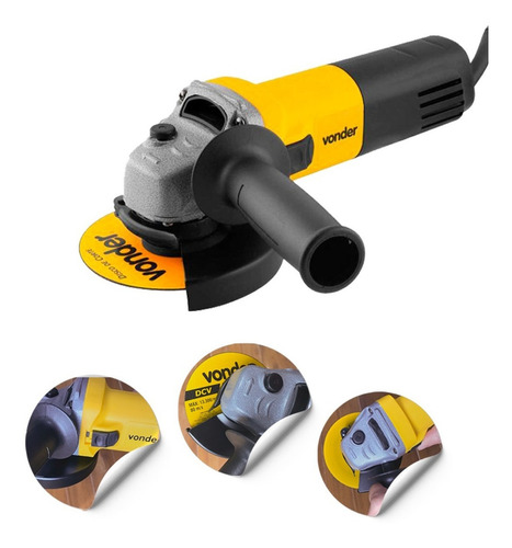 Esmerilhadeira angular Vonder EAV 650 de 50 Hz/60 Hz amarelo 650 W 127 V + acessório