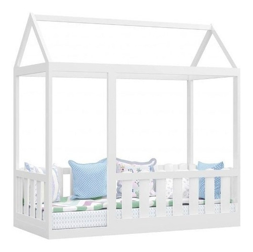 Cama Montessoriana Com Grade Branco Brilho - Canaã