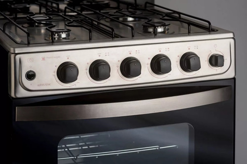 Imagen 4 de 6 de Cocina A Gas Whirlpool 4 Hornallas 55 Cm Wfx57dw Inox