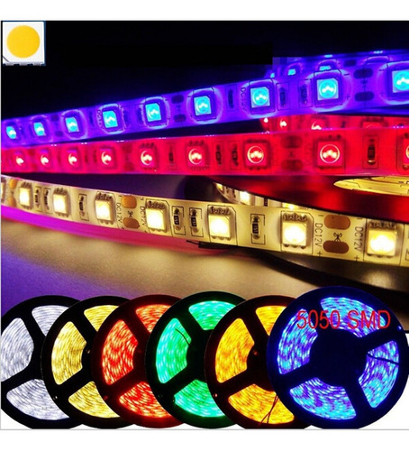 Cinta Tira Led Rgb 5050 X 5m +  Control Remoto + Fuente 12v