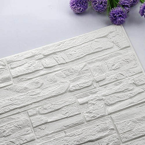 Imagen 3 de 6 de Placa De Pared Autoadhesivo Símil Piedra Blanco Revestir