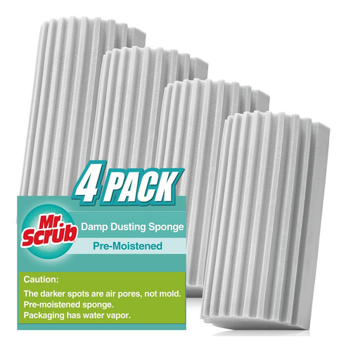 4 Pack Damp Dusting Sponge Duster, Grey Dust Cleaning Spo...