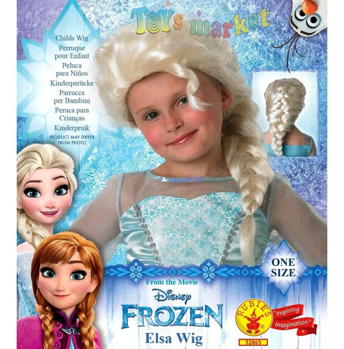 Imagen 3 de 6 de Peluca De Elsa Frozen Con Trenza Disfraz Original Disney