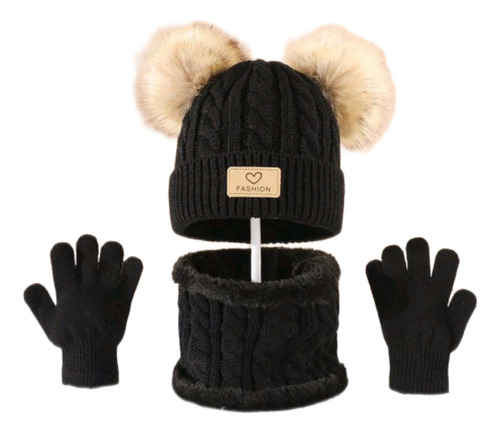 Set Gorro De Invierno Cuellero Guantes De Niña Frio