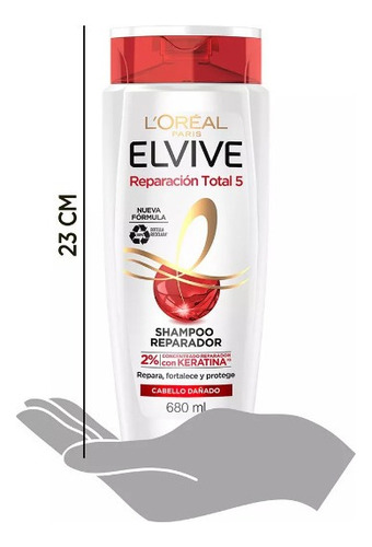 Shampoo Reparación Total 5 680ml Elvive Repara Fortalece Y Protege