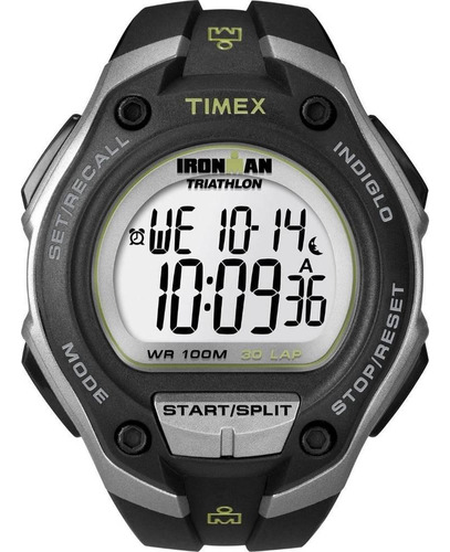 Relógio Timex Ironman Triathlon Masculino Digital T5k412 Cor da correia Preto Cor do bisel Preto Cor do fundo Positivo