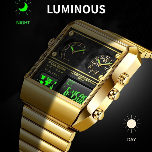 Reloj Electrónico Luminoso Cuadrado De Lujo Foxbox