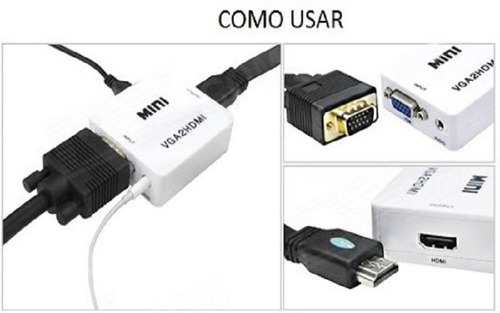 Convertidor Conversor Adaptador Vga A Hdmi Y Auxiliar Audio