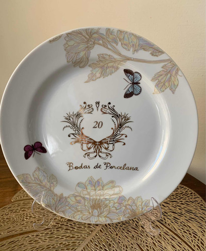 Prato Bodas De Porcelana 20 Anos - 25cm