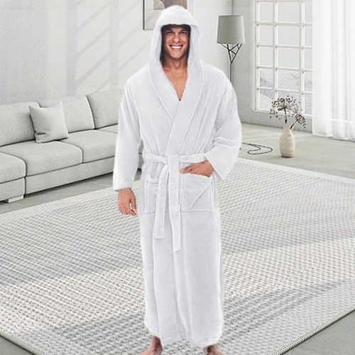 Albornoz Con Capucha Para Hombre, Bata De Franela, Bata De B