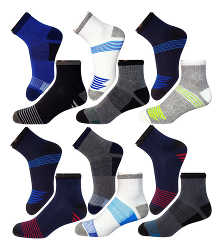 12 Pares Medias Tobilleras Semi-canillera Sport Caballero