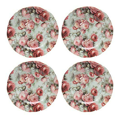 Set De 4 Platos De Ensalada Gracie China Rambling Rose.