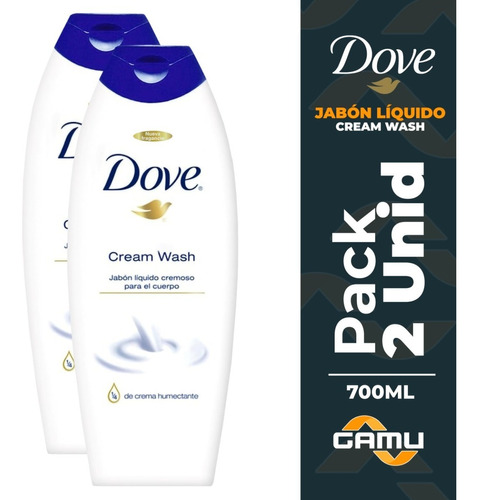 Dove Liquido - Cream Wash - Jabón Cuerpo - 700ml - 2 Unid