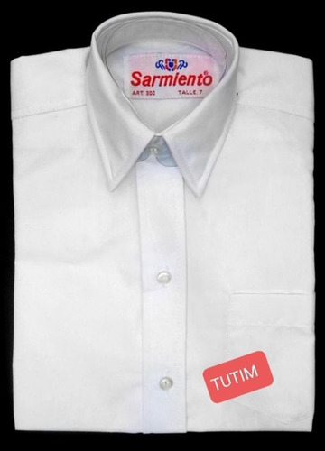 Camisa Blanca Manga Corta Escolar Sarmiento Unisex Tutim