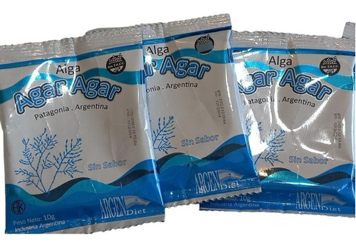 3 Sobres Agar Agar Gelatina Vegetal S/ Tacc Argendiet X10g 