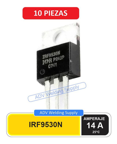 10 Piezas Mosfet  Irf9530 Irf9530n Canal P
