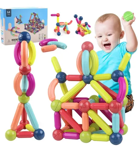 Bloques Magnéticos PINKCAT De 100 Piezas | Juguete Educativo STEAM Para Niños De 3 A 10 Años