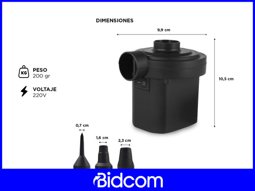 Inflador Eléctrico Gadnic 3 Boquillas 220v 230l/min